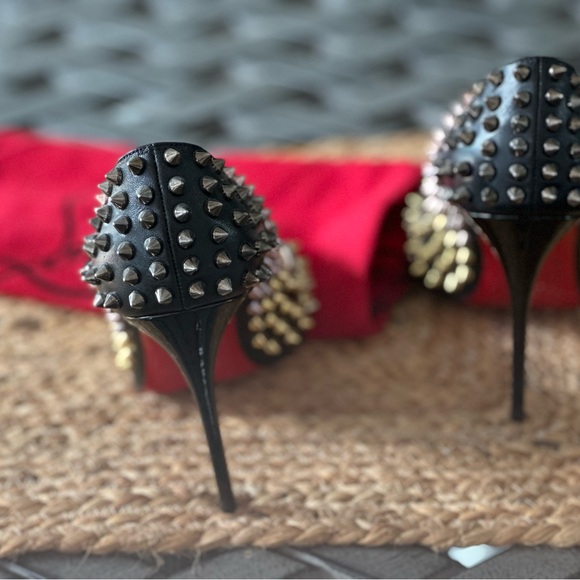 Authentic Christian Louboutin Black Heels with Gold Studs - Picture 4 of 7